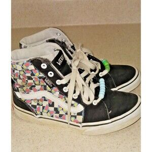 Vans Filmore Hi Size 3 Youth Checkerboard Butterfly High Tops w Beaded Laces